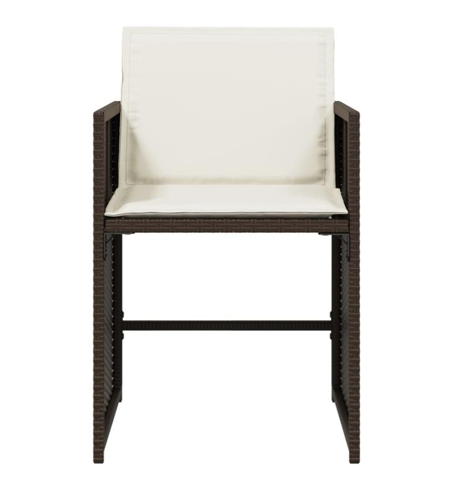 Chaises de jardin avec coussins lot de 4 marron résine tressée