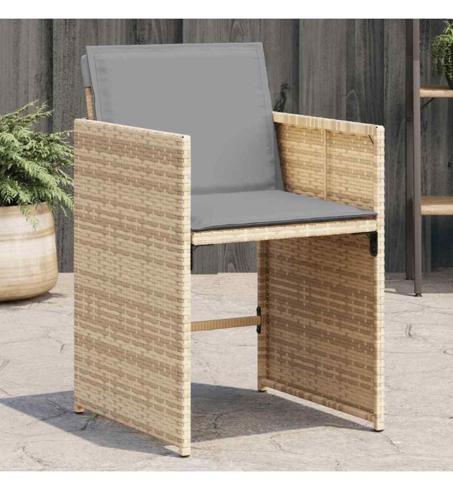 Chaises de jardin avec coussins lot de 4 mélange beige