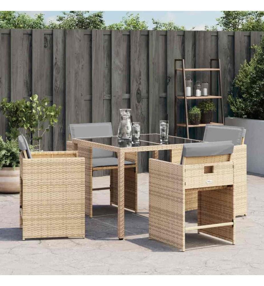 Chaises de jardin avec coussins lot de 4 mélange beige