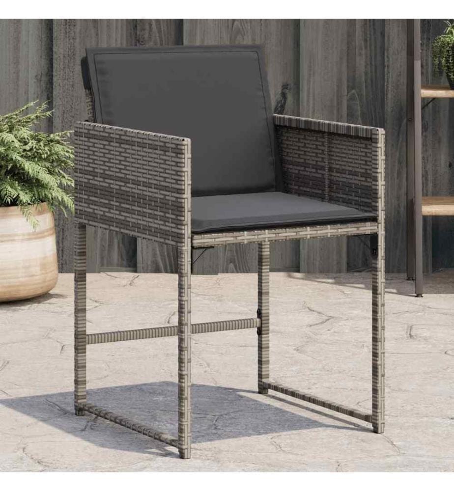 Chaises de jardin avec coussins lot de 4 gris résine tressée