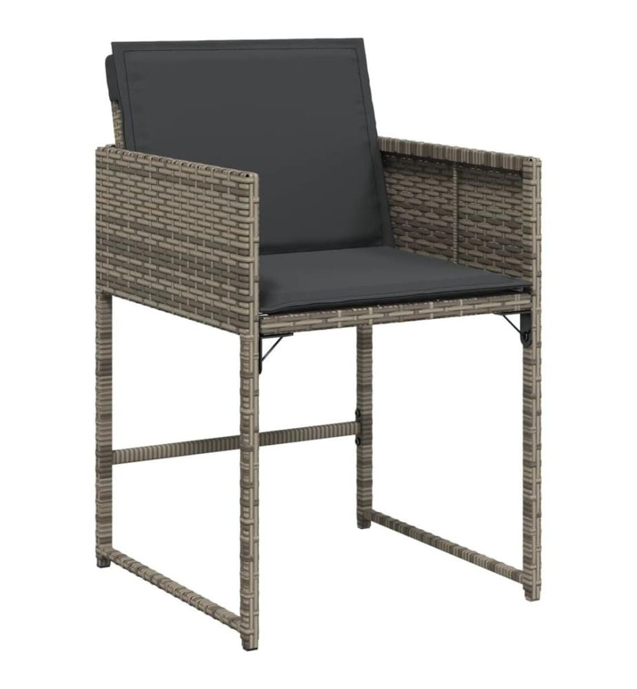 Chaises de jardin avec coussins lot de 4 gris résine tressée