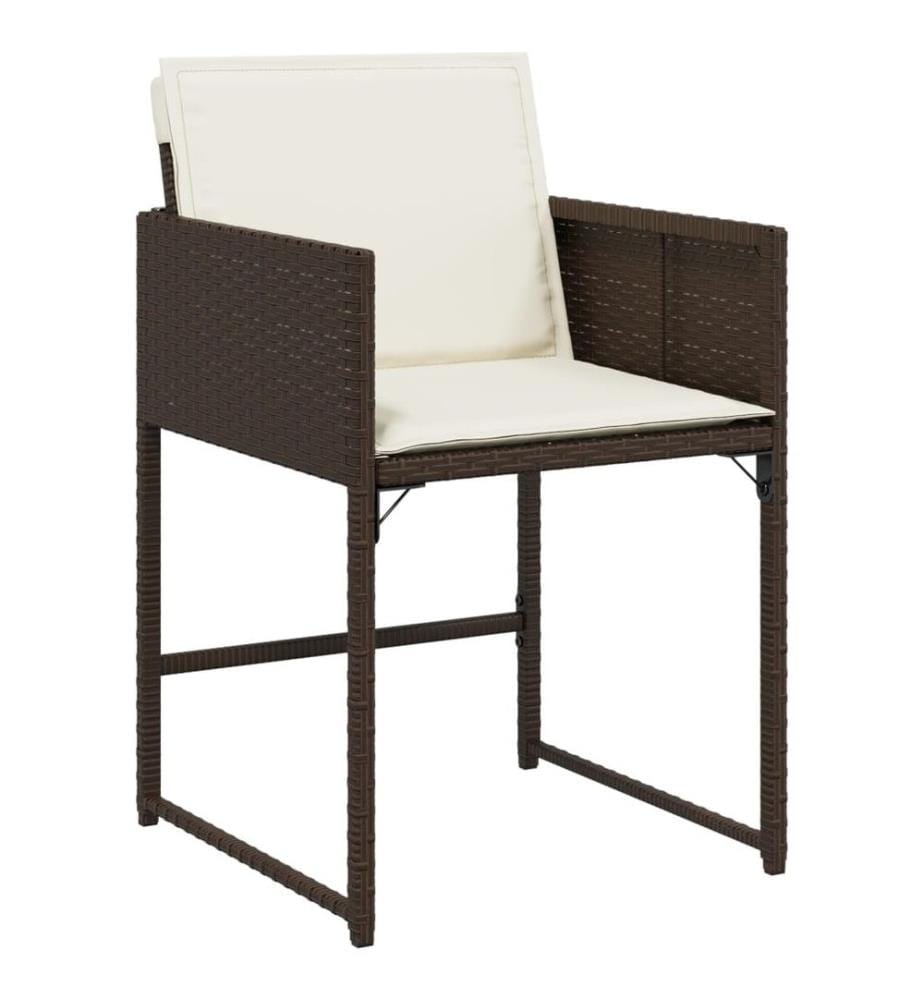 Chaises de jardin avec coussins lot de 4 marron résine tressée