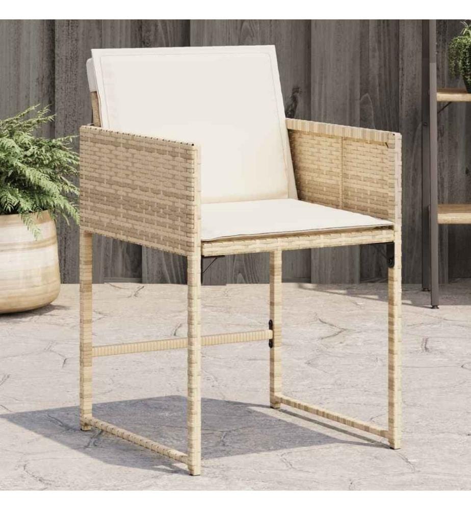 Gartenstühle mit Kissen 4 Stk. Beige Poly Rattan