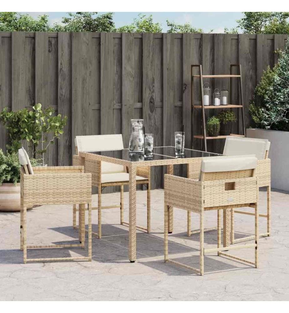 Gartenstühle mit Kissen 4 Stk. Beige Poly Rattan