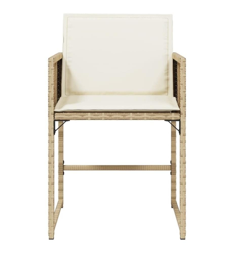 Gartenstühle mit Kissen 4 Stk. Beige Poly Rattan