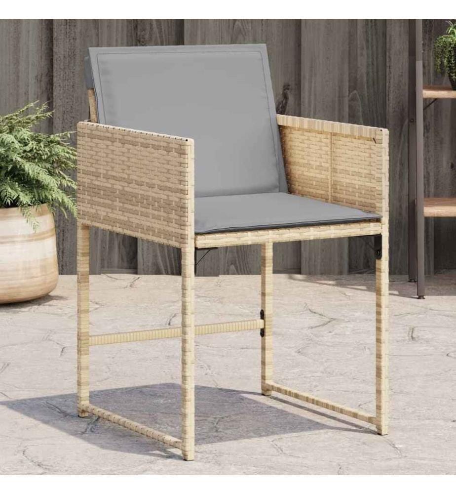 Chaises de jardin avec coussins lot de 4 mélange beige