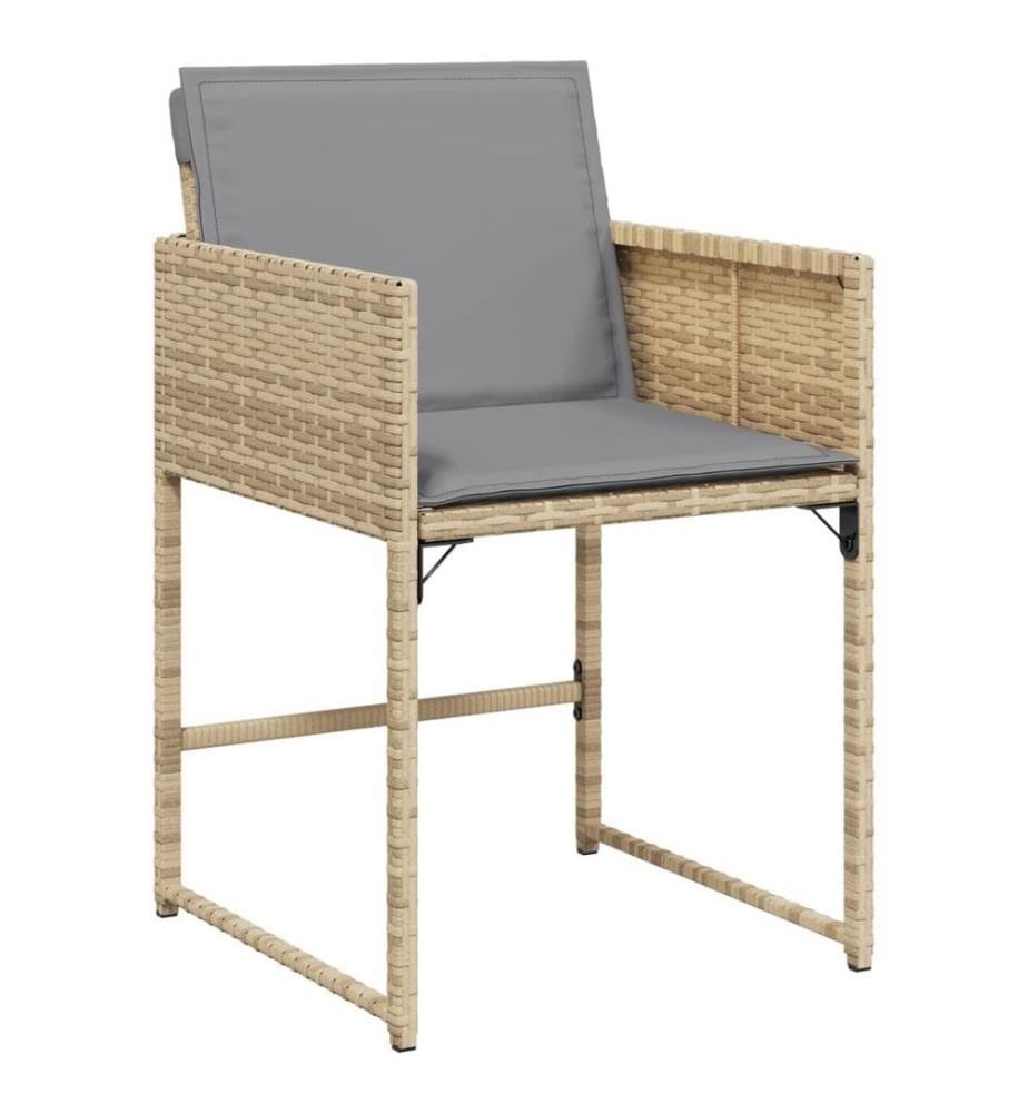 Chaises de jardin avec coussins lot de 4 mélange beige