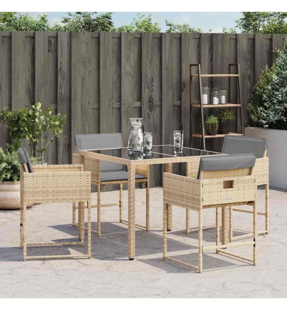 Chaises de jardin avec coussins lot de 4 mélange beige