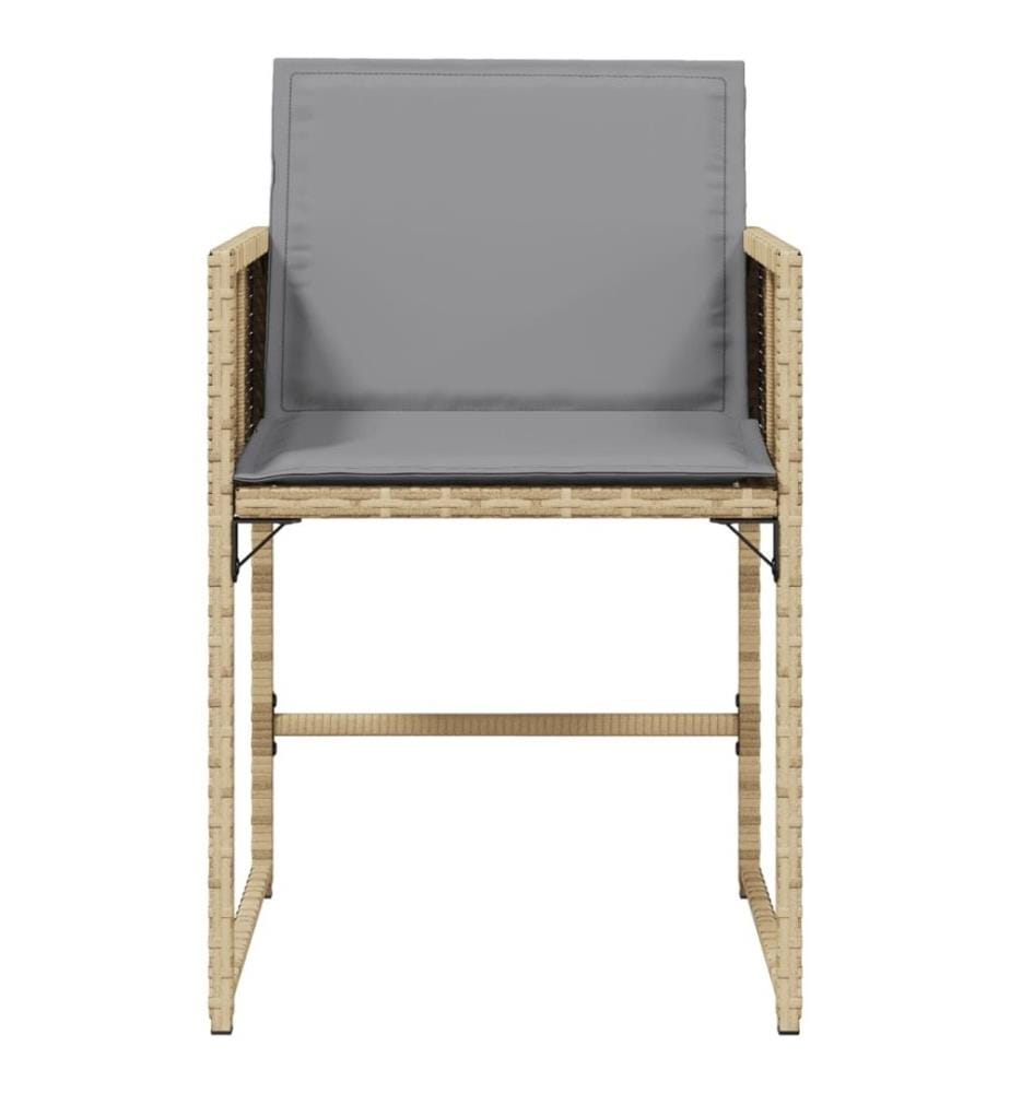 Chaises de jardin avec coussins lot de 4 mélange beige