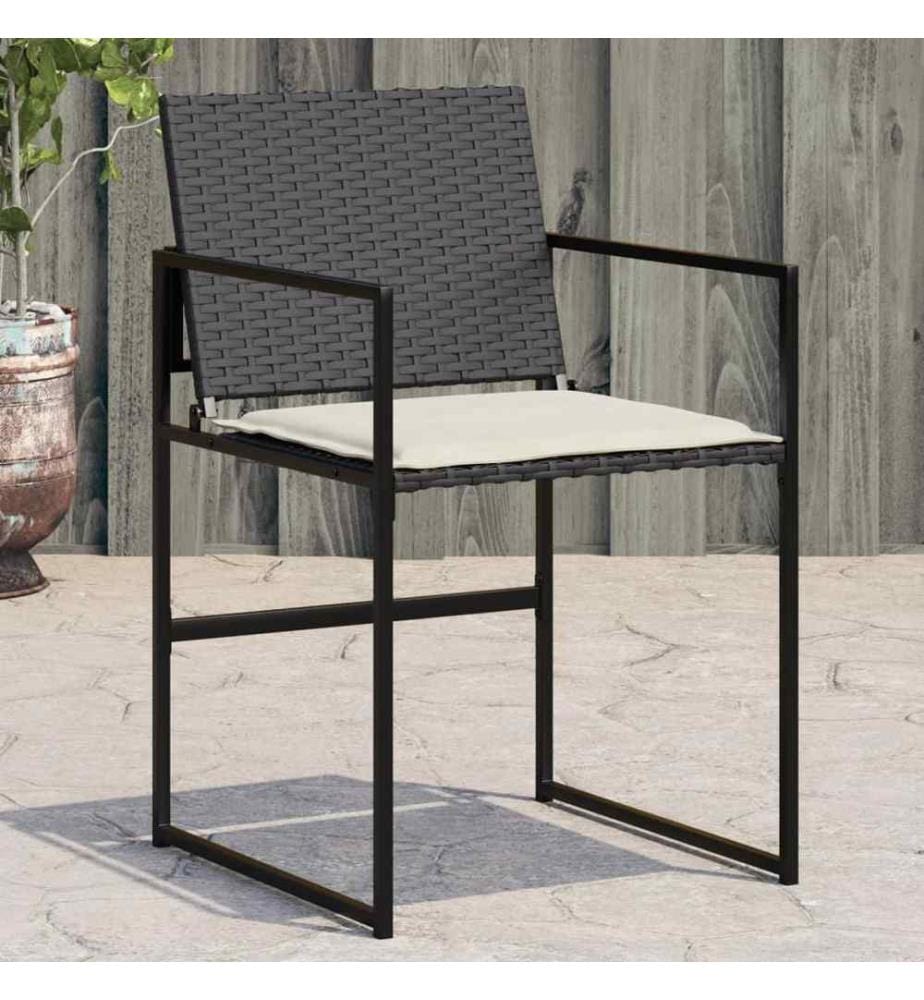 Gartenstühle mit Kissen 4 Stk. Schwarz Poly Rattan