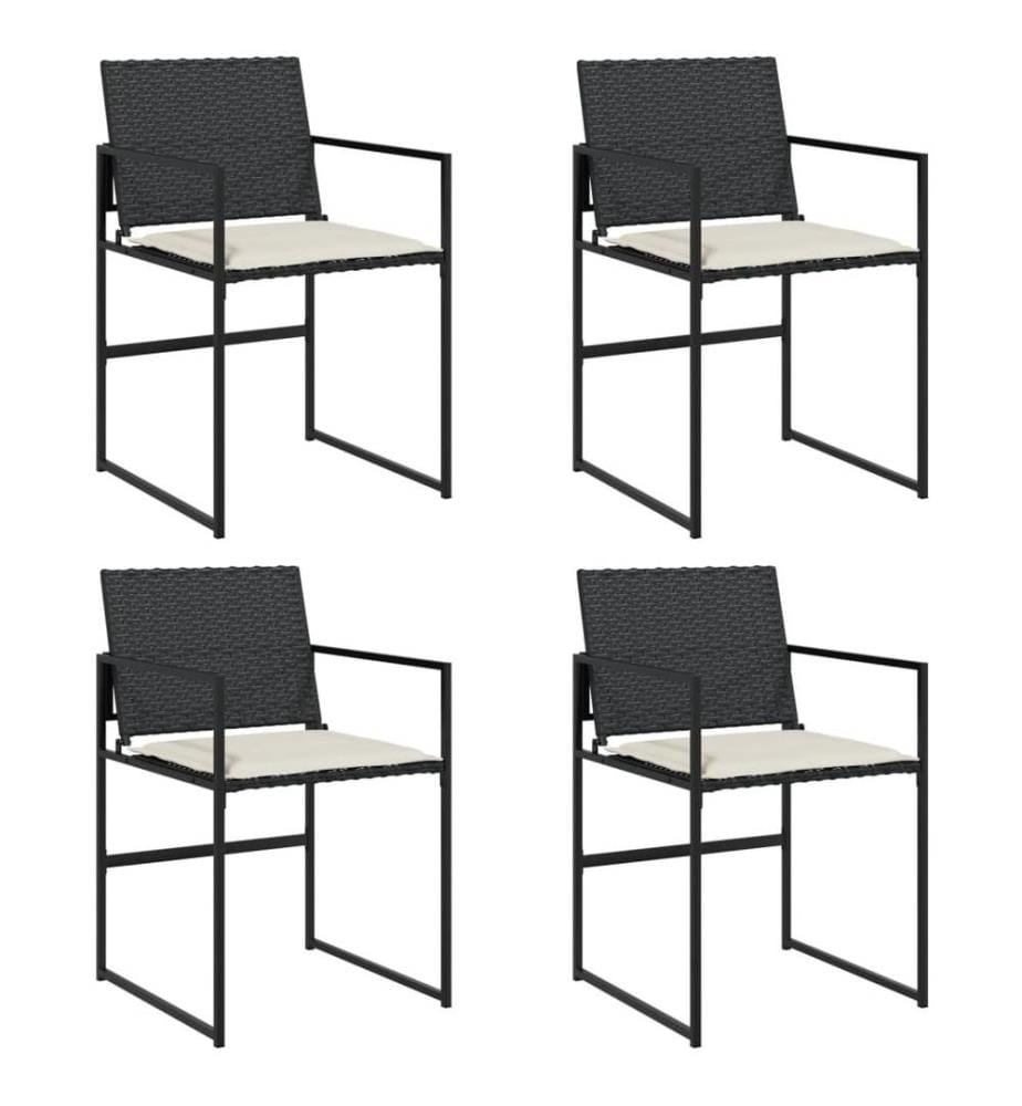 Gartenstühle mit Kissen 4 Stk. Schwarz Poly Rattan