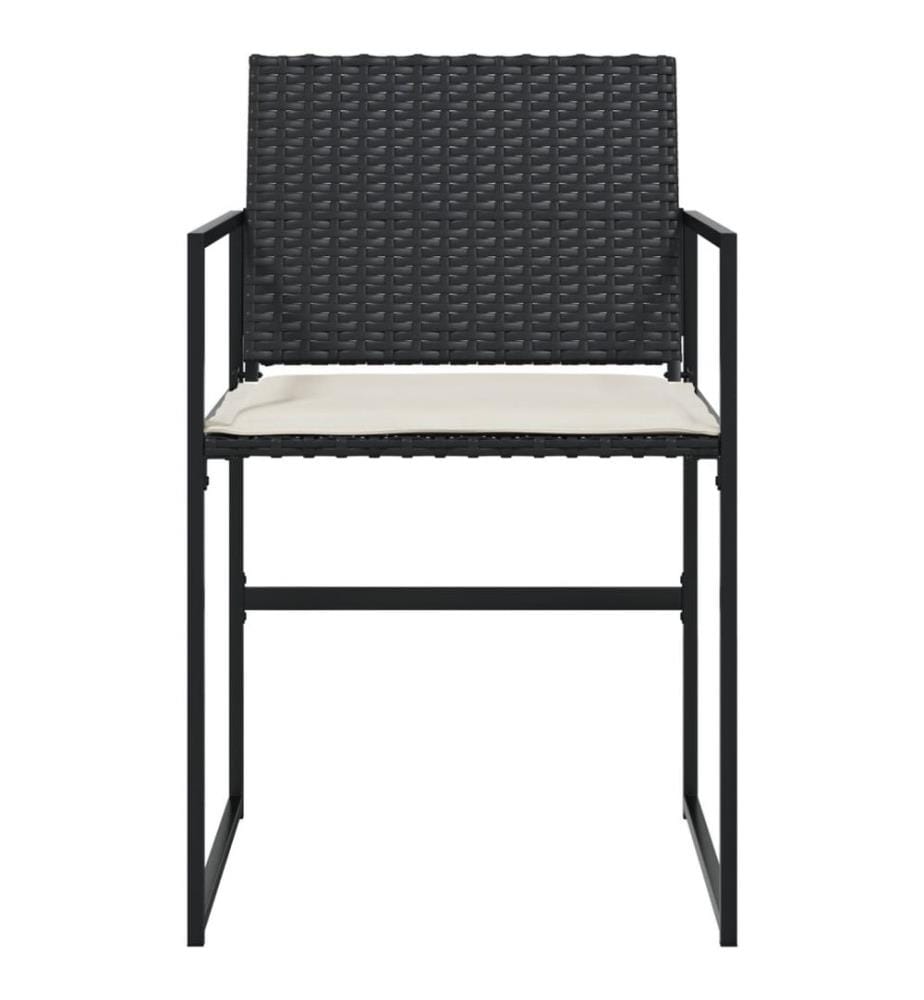 Gartenstühle mit Kissen 4 Stk. Schwarz Poly Rattan