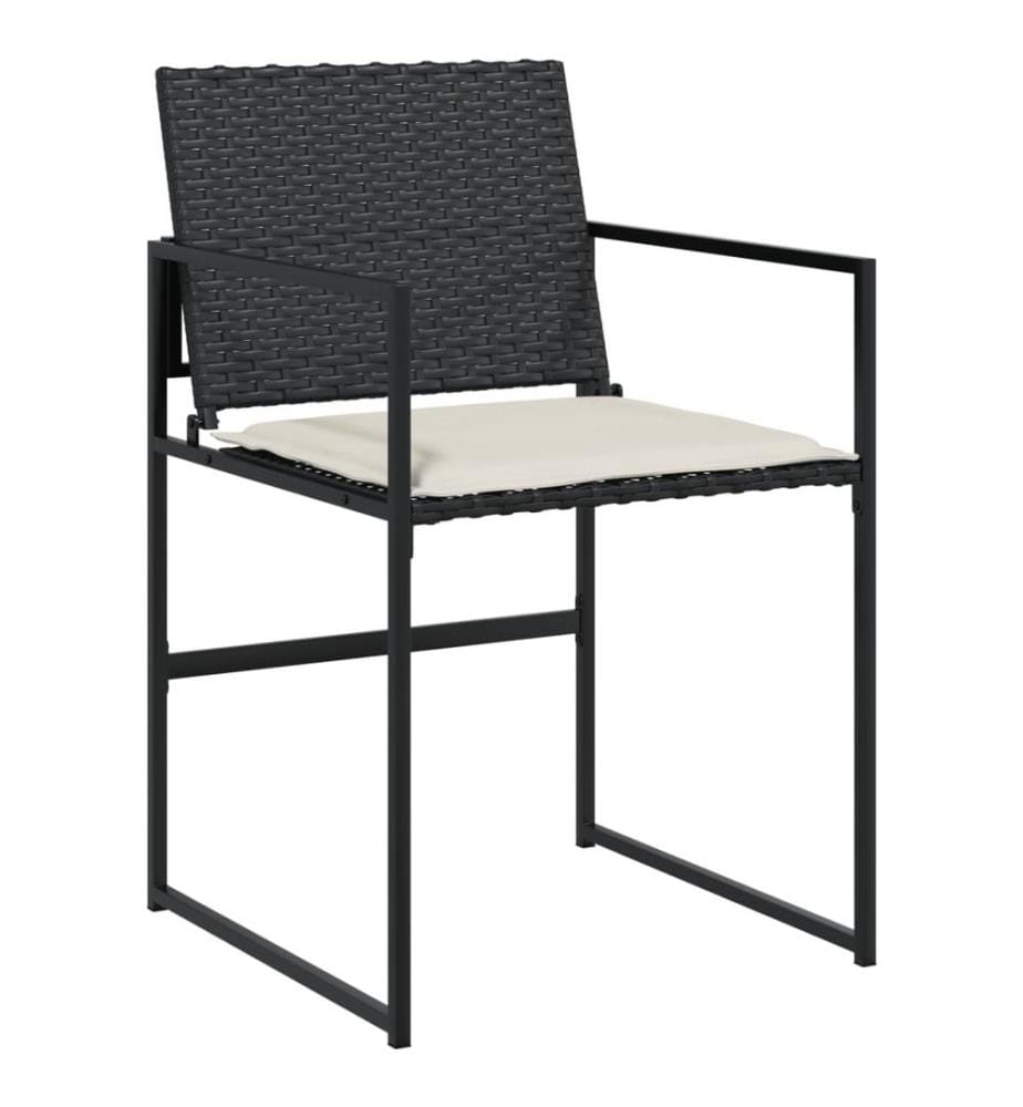 Gartenstühle mit Kissen 4 Stk. Schwarz Poly Rattan