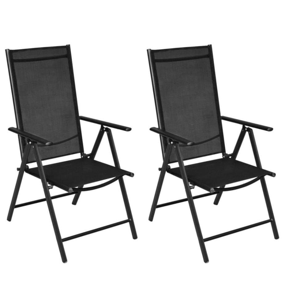 Gartenstühle Klappbar 2 Stk. Aluminium und Textilene Schwarz