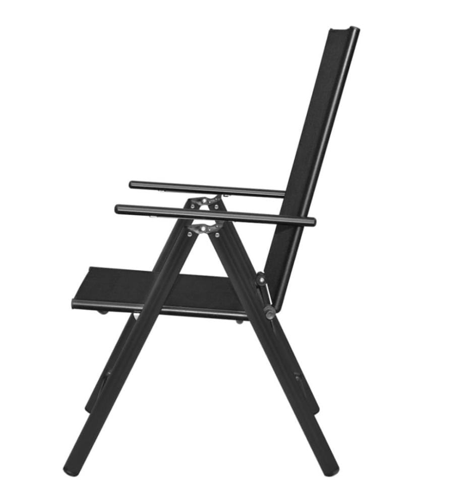 Gartenstühle Klappbar 2 Stk. Aluminium und Textilene Schwarz
