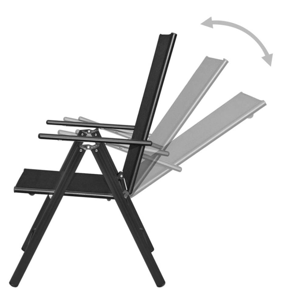 Gartenstühle Klappbar 2 Stk. Aluminium und Textilene Schwarz