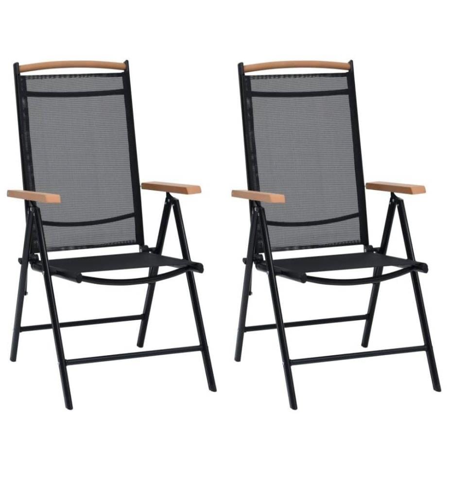 Gartenstühle Klappbar 2 Stk. Aluminium und Textilene Schwarz