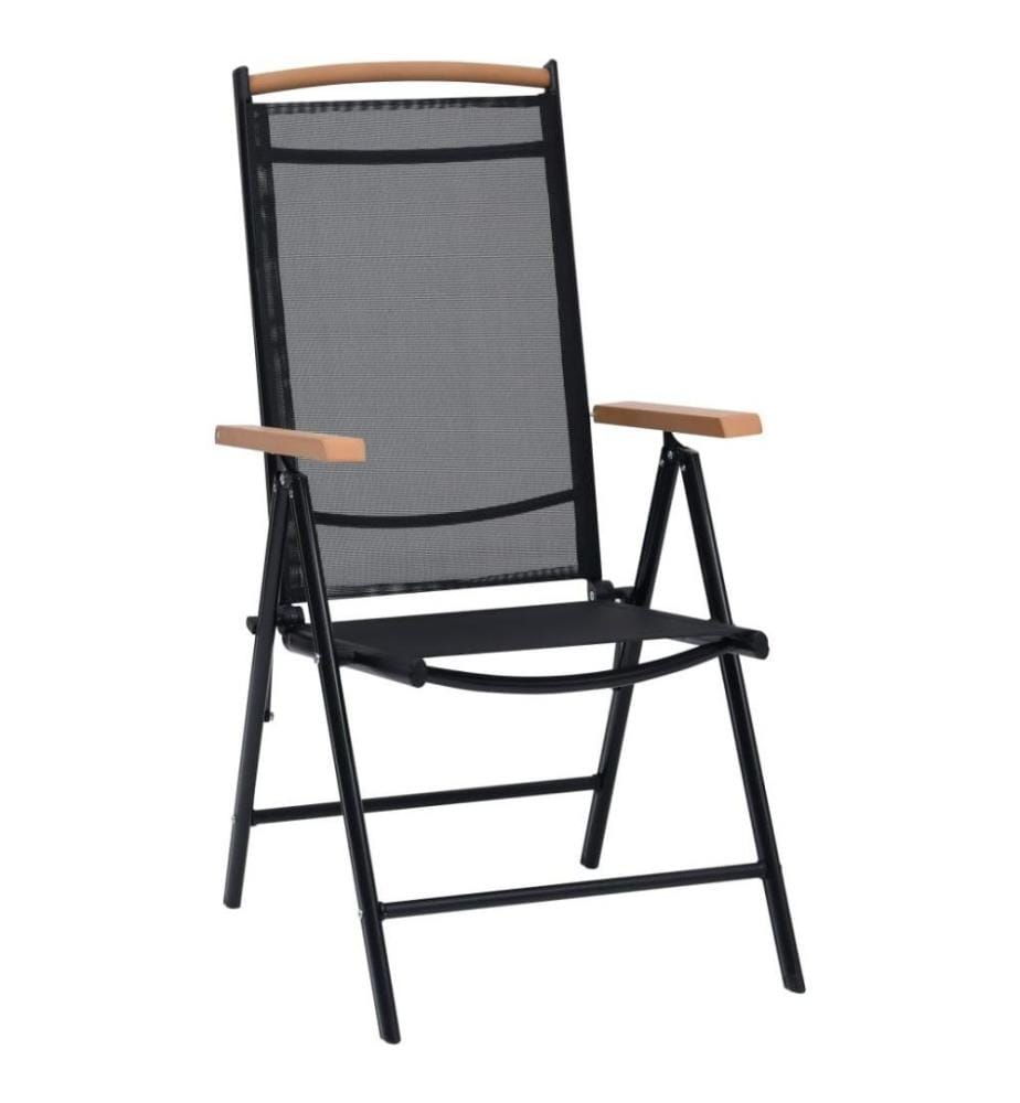 Gartenstühle Klappbar 2 Stk. Aluminium und Textilene Schwarz