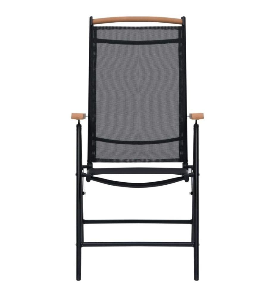 Gartenstühle Klappbar 2 Stk. Aluminium und Textilene Schwarz