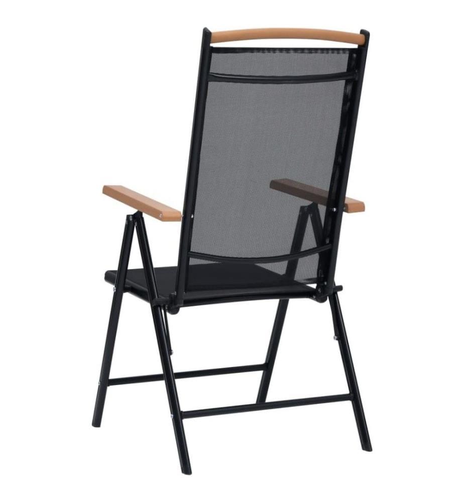 Gartenstühle Klappbar 2 Stk. Aluminium und Textilene Schwarz