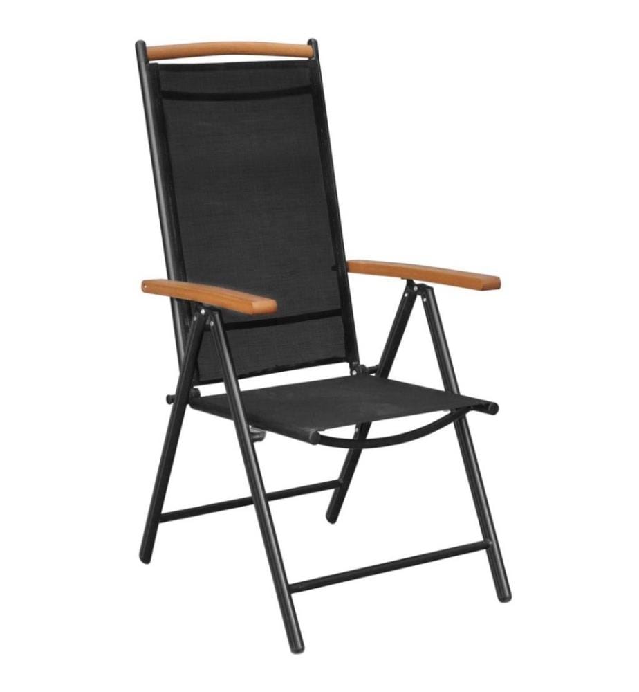 Gartenstühle Klappbar 4 Stk. Aluminium und Textilene Schwarz