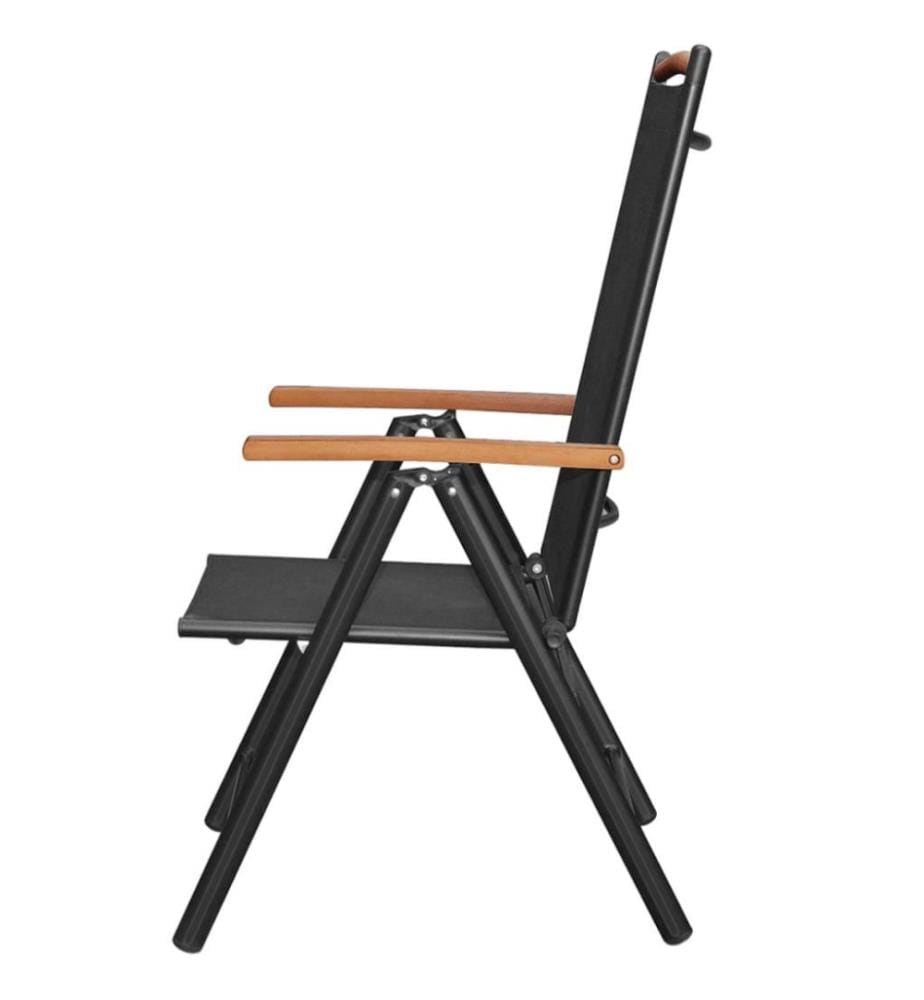 Gartenstühle Klappbar 4 Stk. Aluminium und Textilene Schwarz