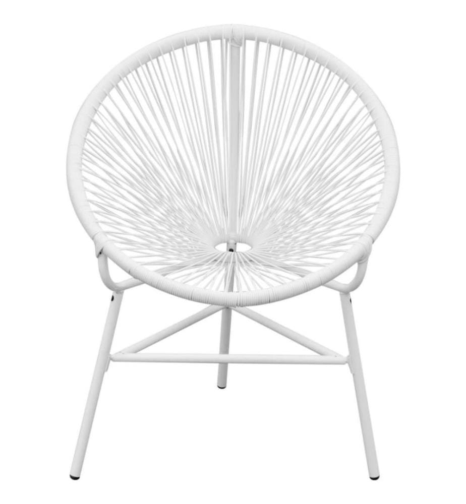 Chaise de jardin en corde forme de lune Résine tressée Blanc
