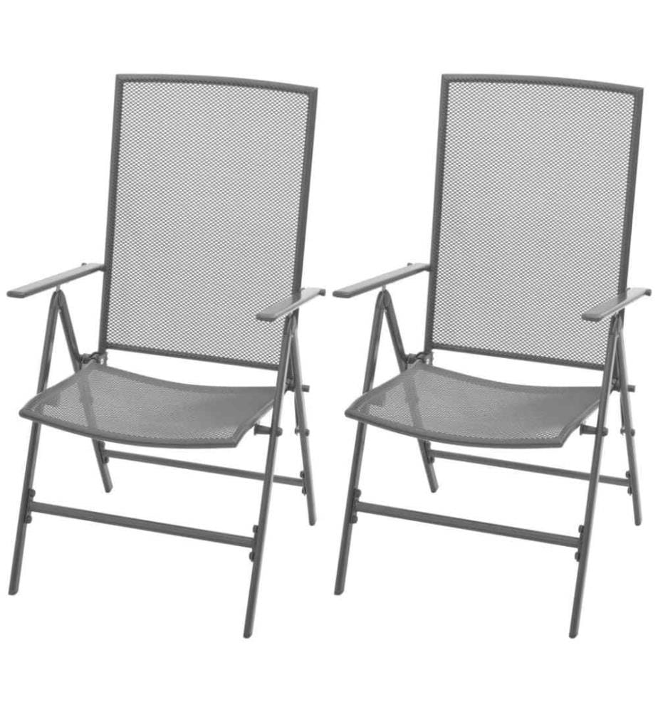 Stapelbare Gartenstühle 2 Stk. Stahl Grau