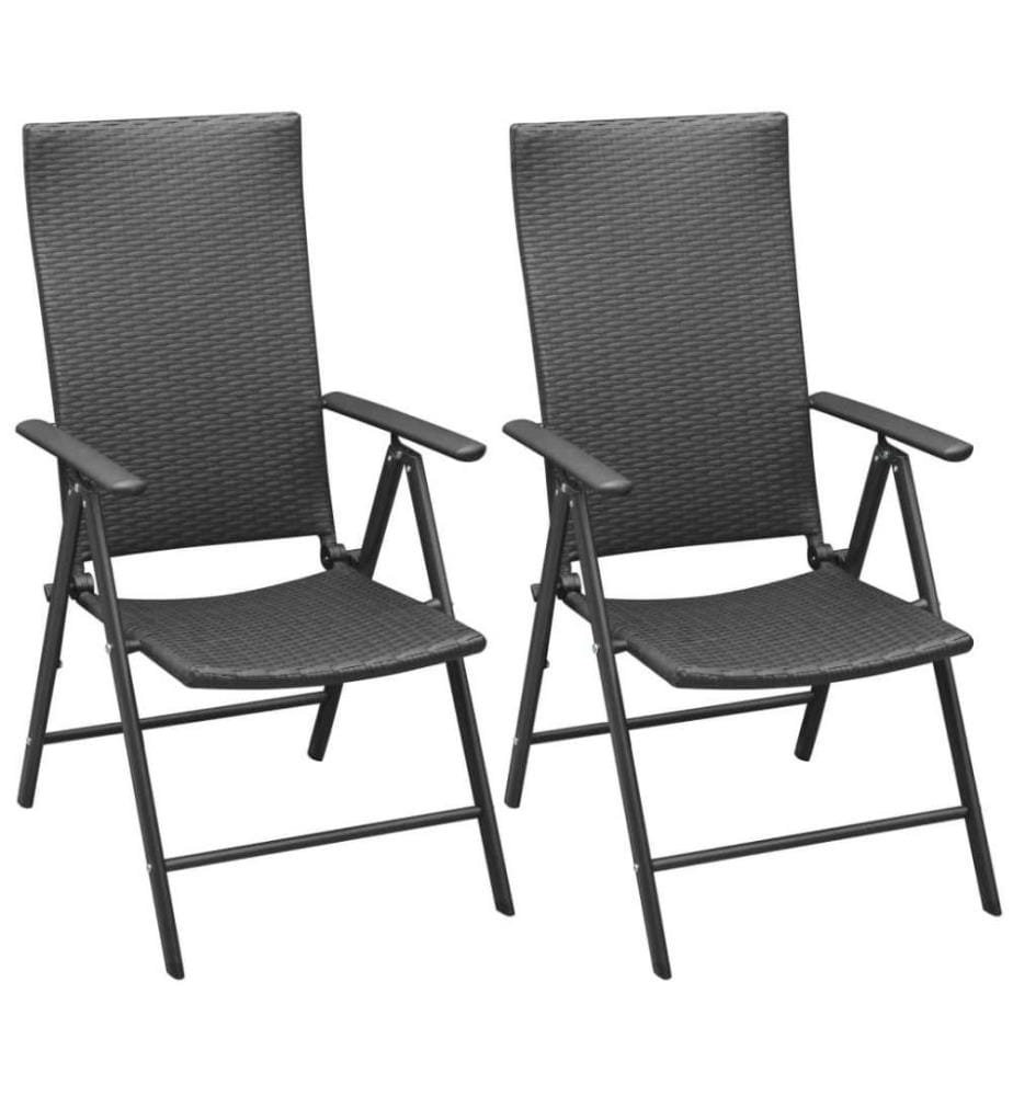 Stapelbare Gartenstühle 2 Stk. Poly Rattan Schwarz