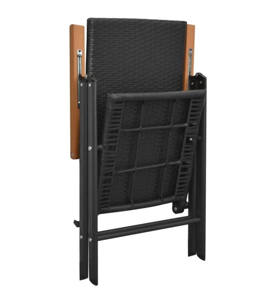 Chaises empilables de jardin 2 pcs Résine tressée Noir
