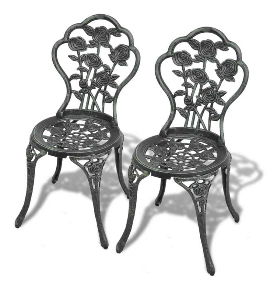 Chaises de bistro 2 pcs Aluminium coulé Vert