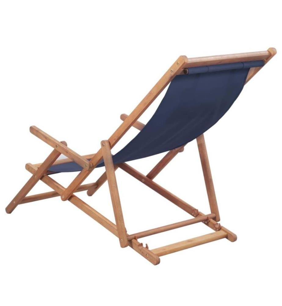 Chaise pliable de plage Tissu et cadre en bois Bleu