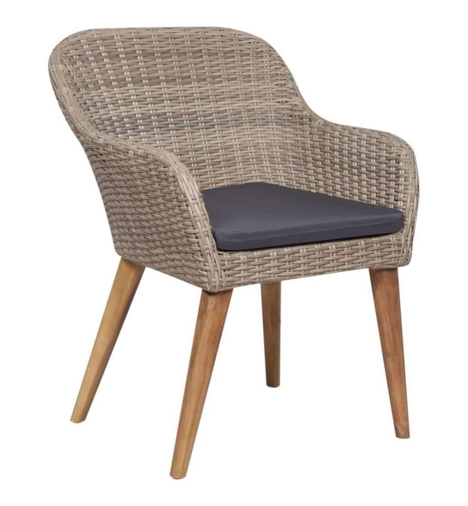 Chaises d'extérieur avec coussins 2 pcs Résine tressée Marron
