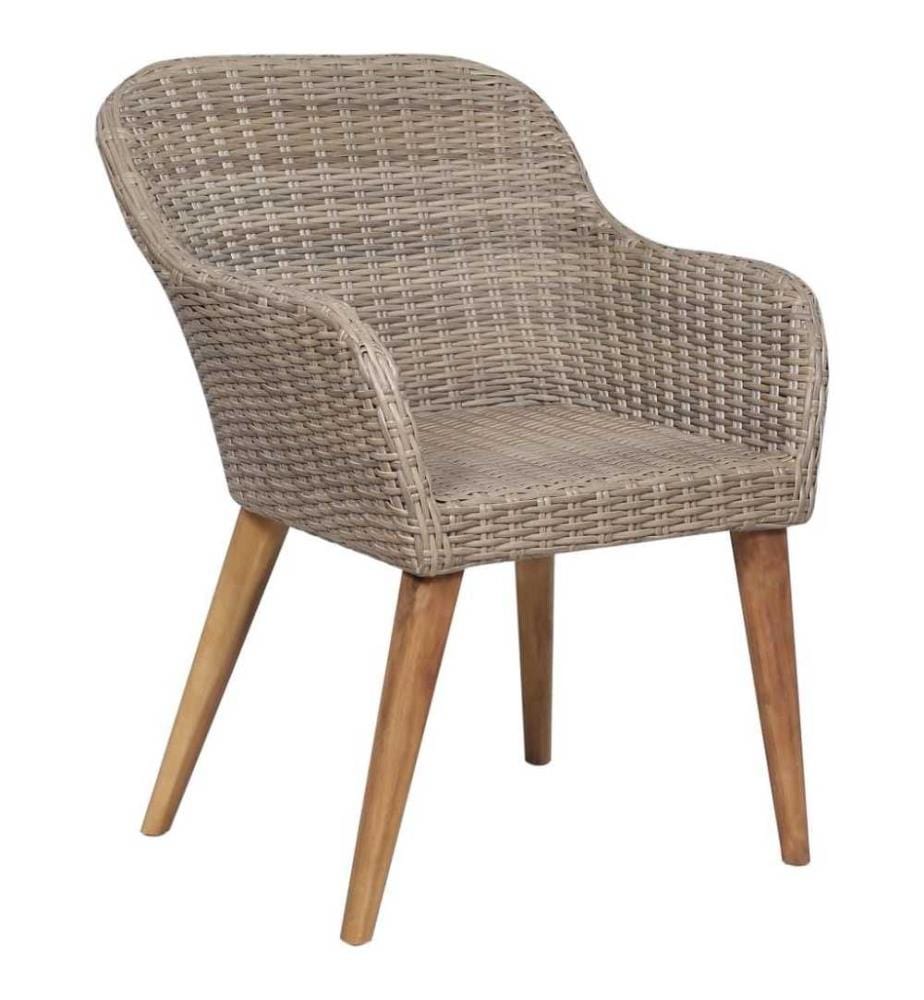 Chaises d'extérieur avec coussins 2 pcs Résine tressée Marron