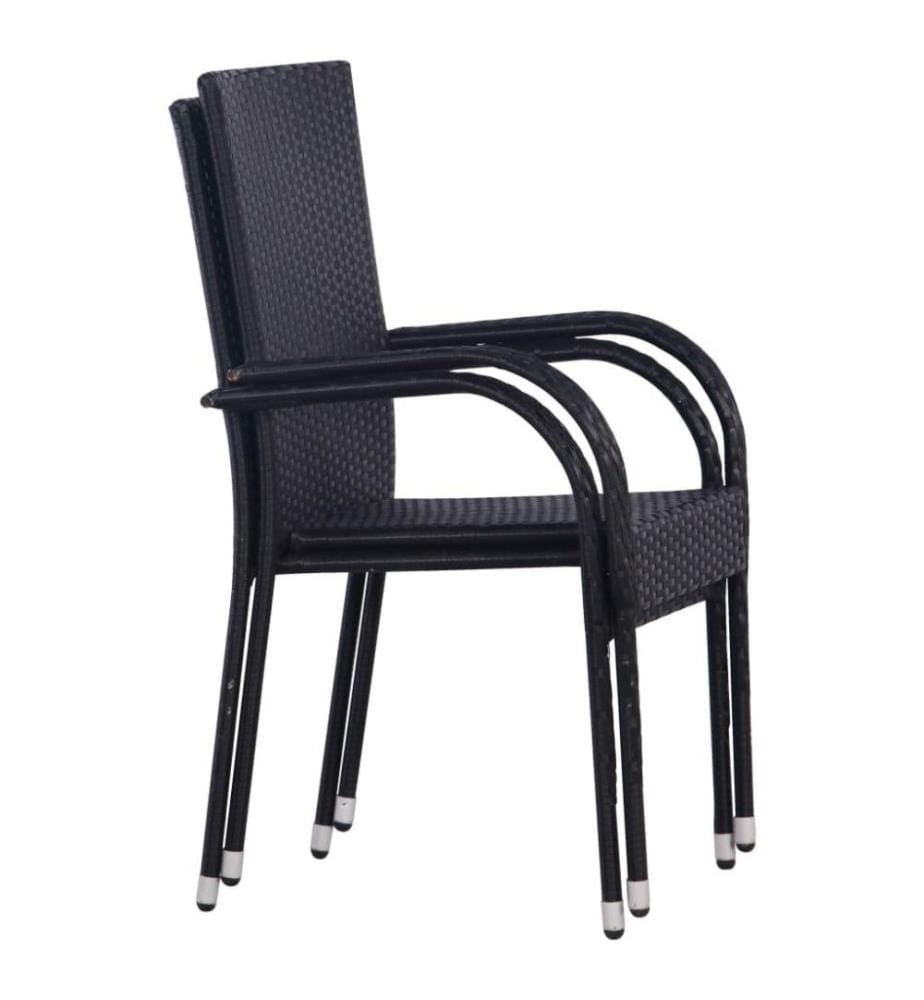 Stapelbare Gartenstühle 2 Stk. Poly Rattan Schwarz