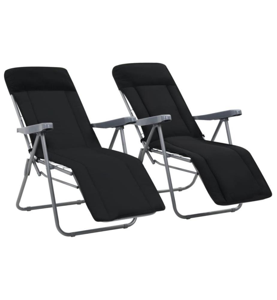 Klappbare Gartenstühle mit Polstern 2 Stk. Schwarz