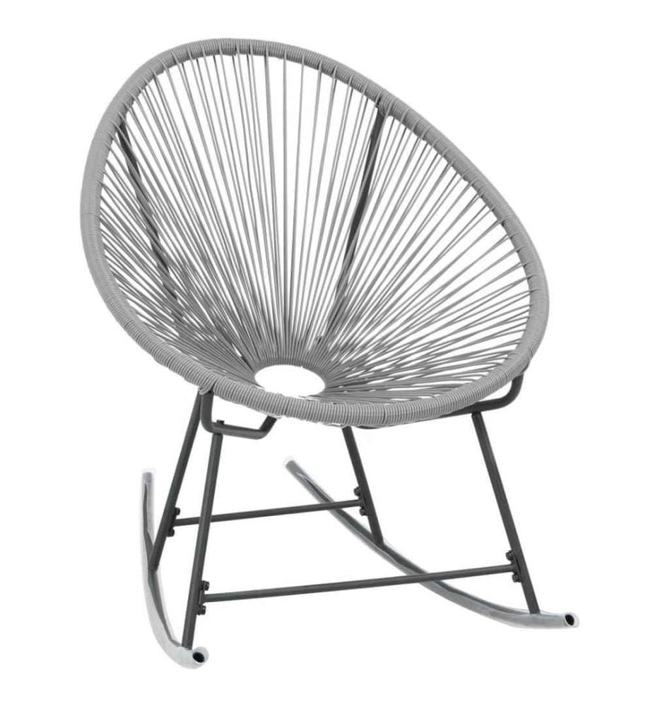 Chaise à bascule d'extérieur forme de lune Gris Résine tressée