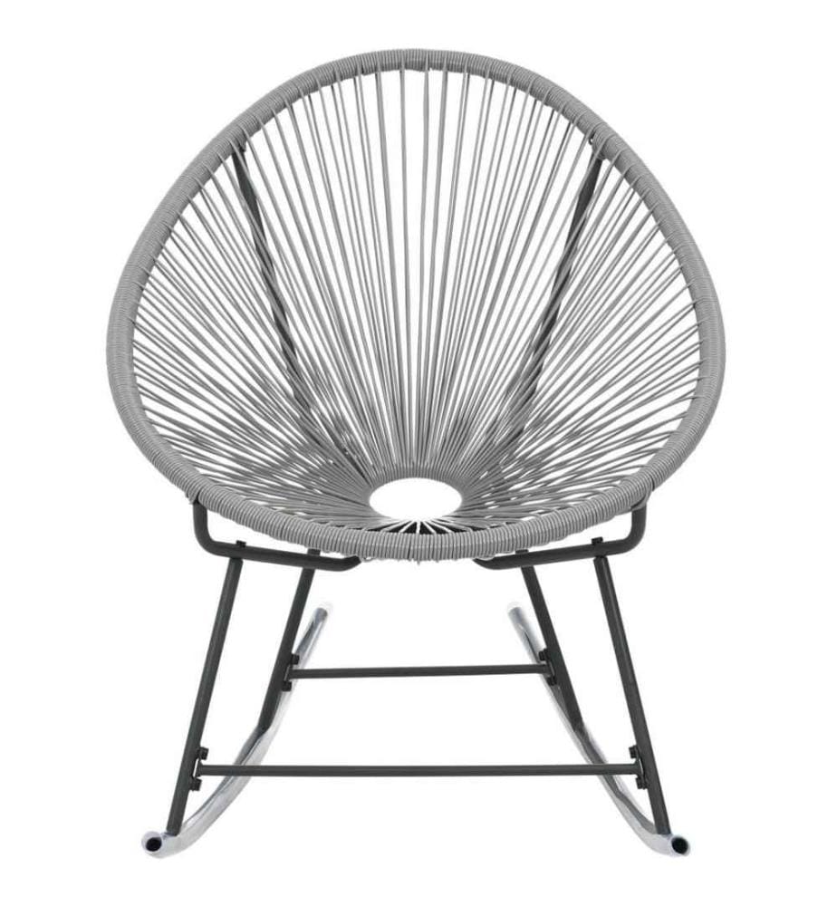 Chaise à bascule d'extérieur forme de lune Gris Résine tressée