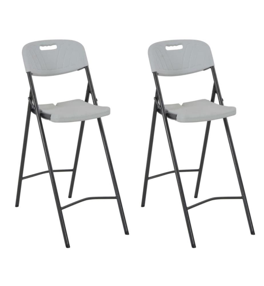Chaises de bar pliables 2 pcs PEHD et acier Blanc
