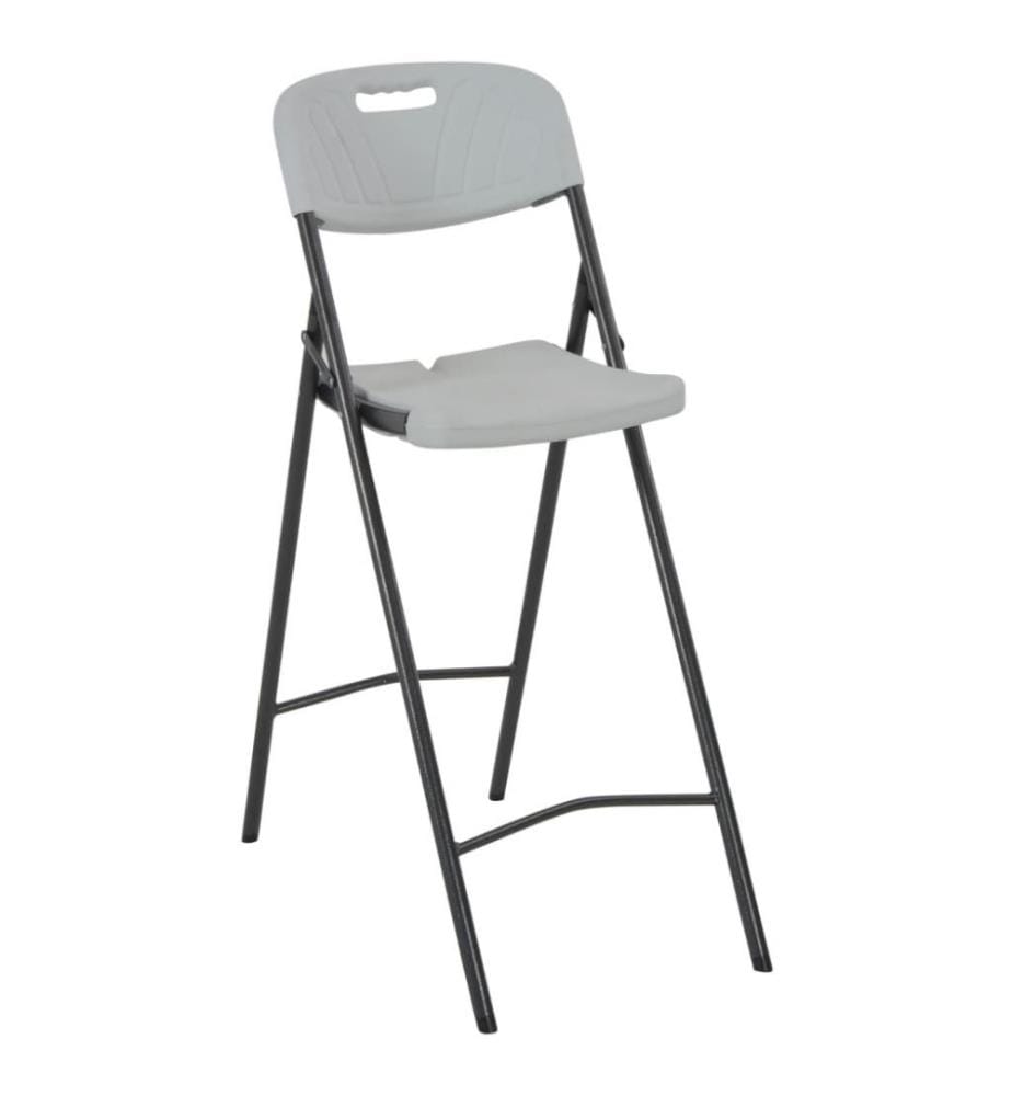 Chaises de bar pliables 2 pcs PEHD et acier Blanc