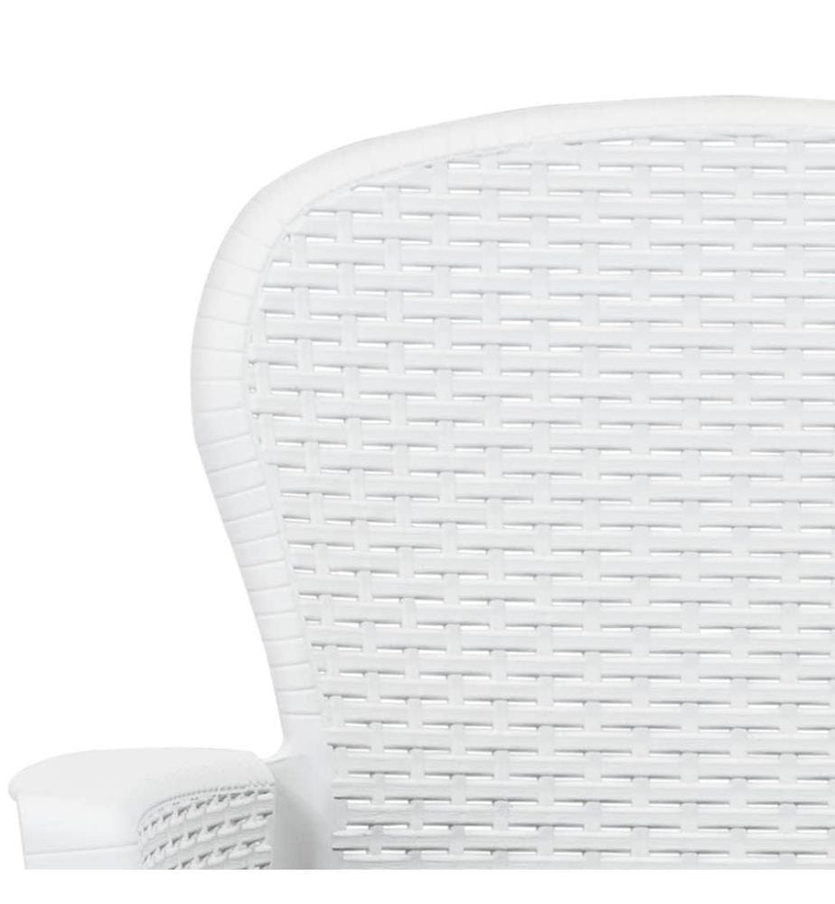 Chaise de jardin 2 pcs et coussin Blanc Plastique Aspect rotin