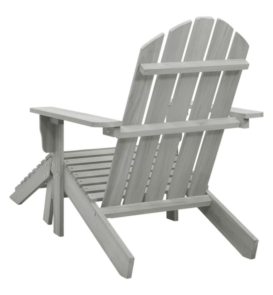 Gartensessel mit Fussstütze Holz Grau