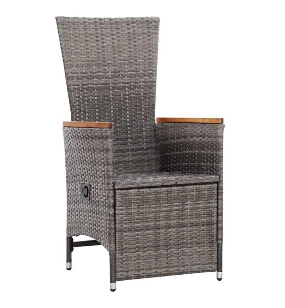Chaise inclinable de jardin 2pc et coussins Résine tressée Gris