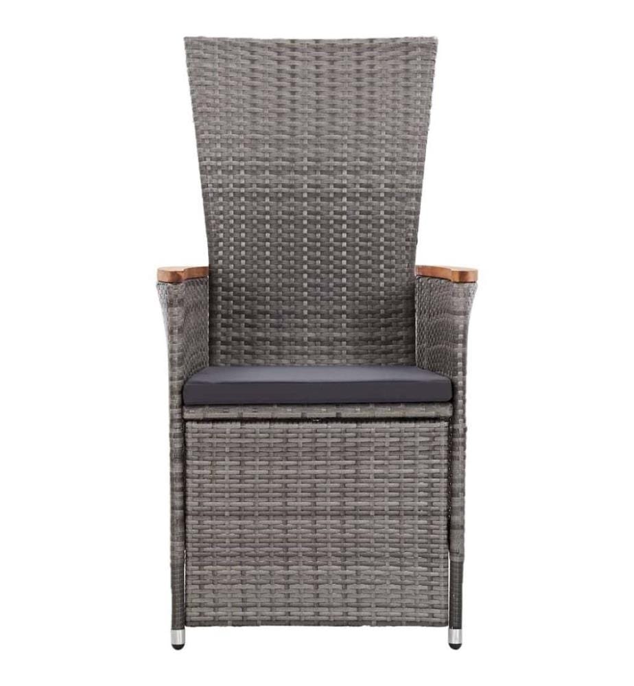 Chaise inclinable de jardin 2pc et coussins Résine tressée Gris