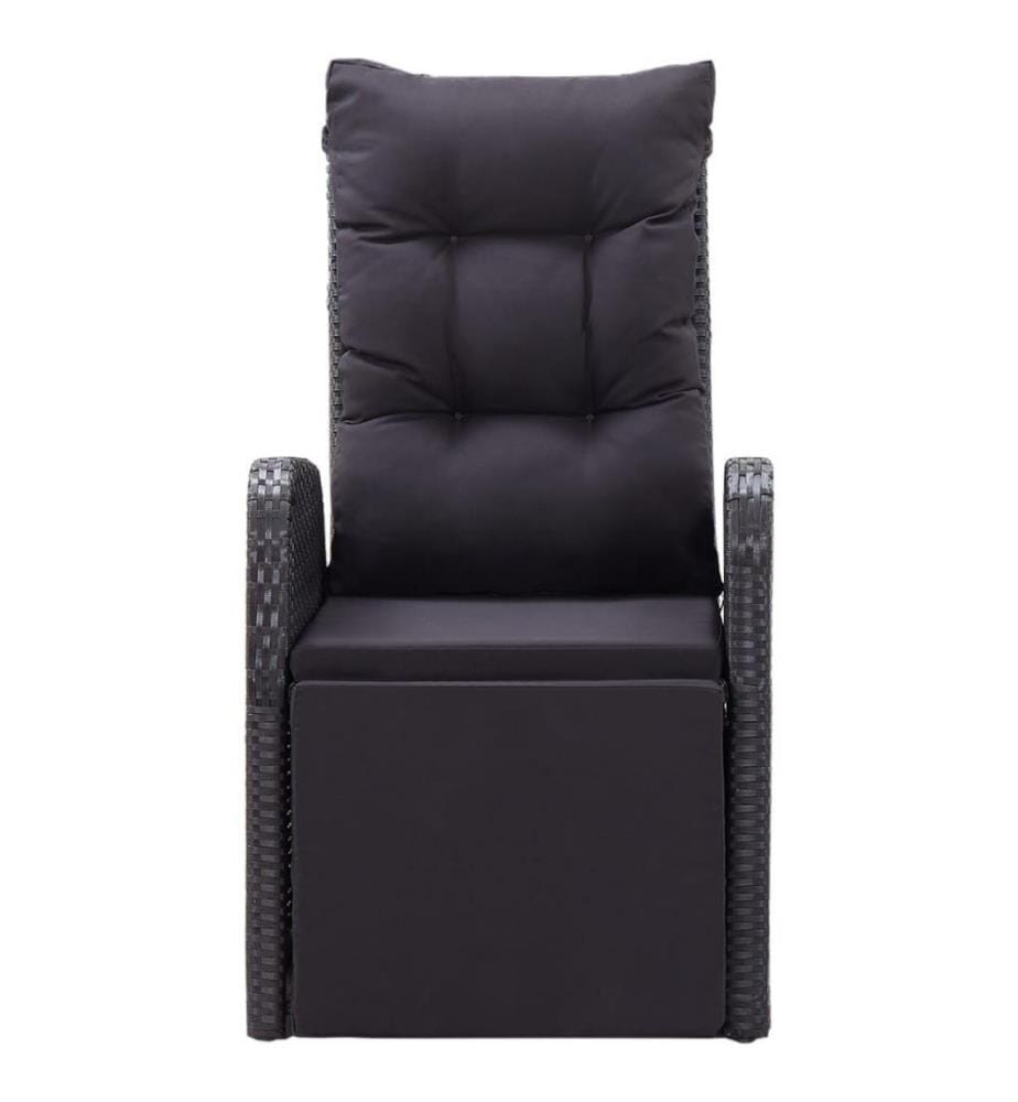 Chaise inclinable de jardin et coussin Résine tressée Noir