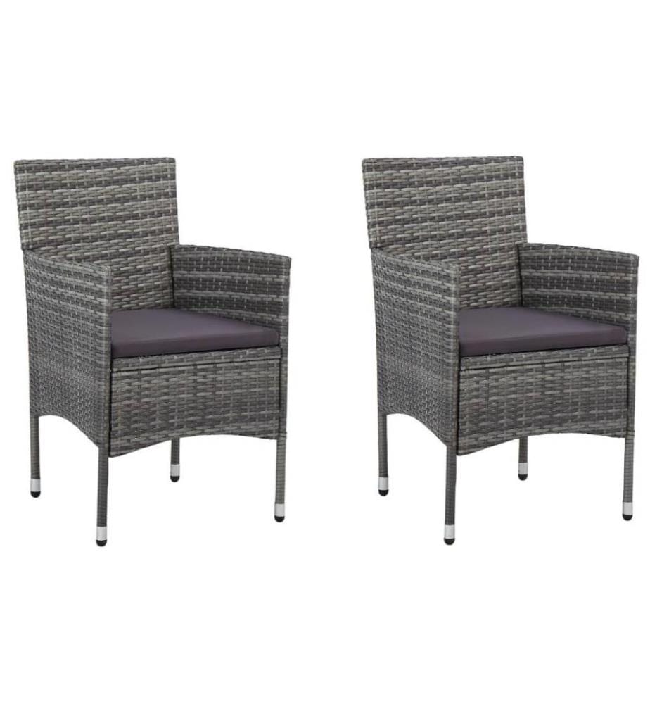 Chaises de salle à manger de jardin 2 pcs Résine tressée Gris