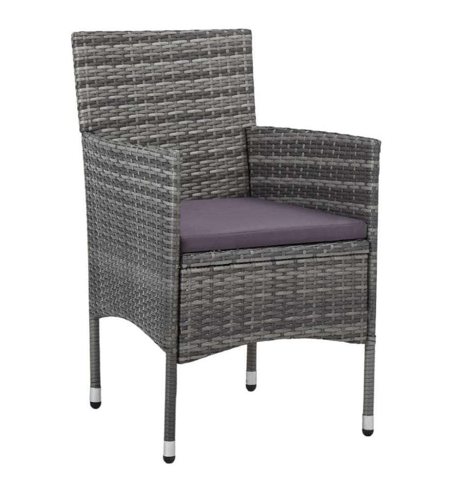 Chaises de salle à manger de jardin 2 pcs Résine tressée Gris