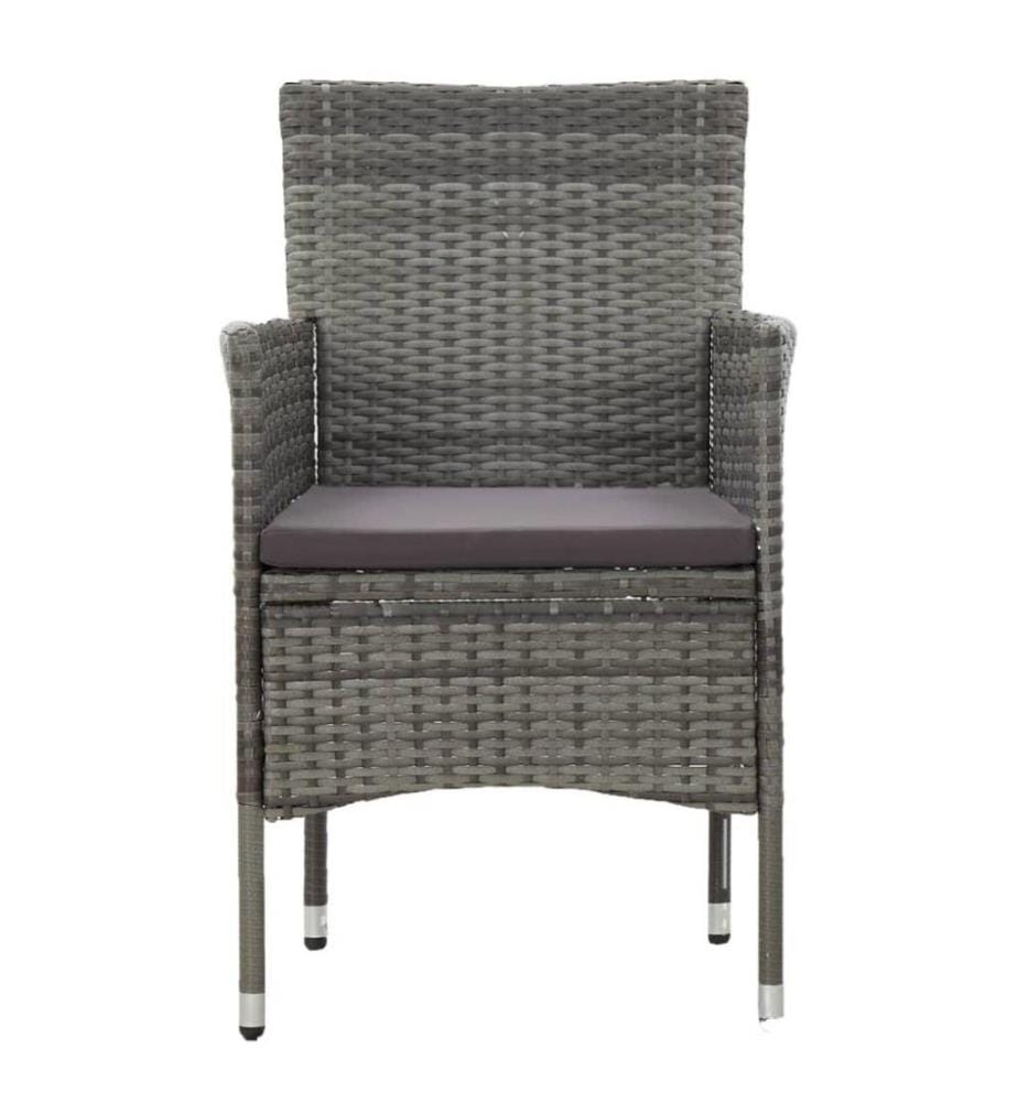 Chaises de salle à manger de jardin 2 pcs Résine tressée Gris