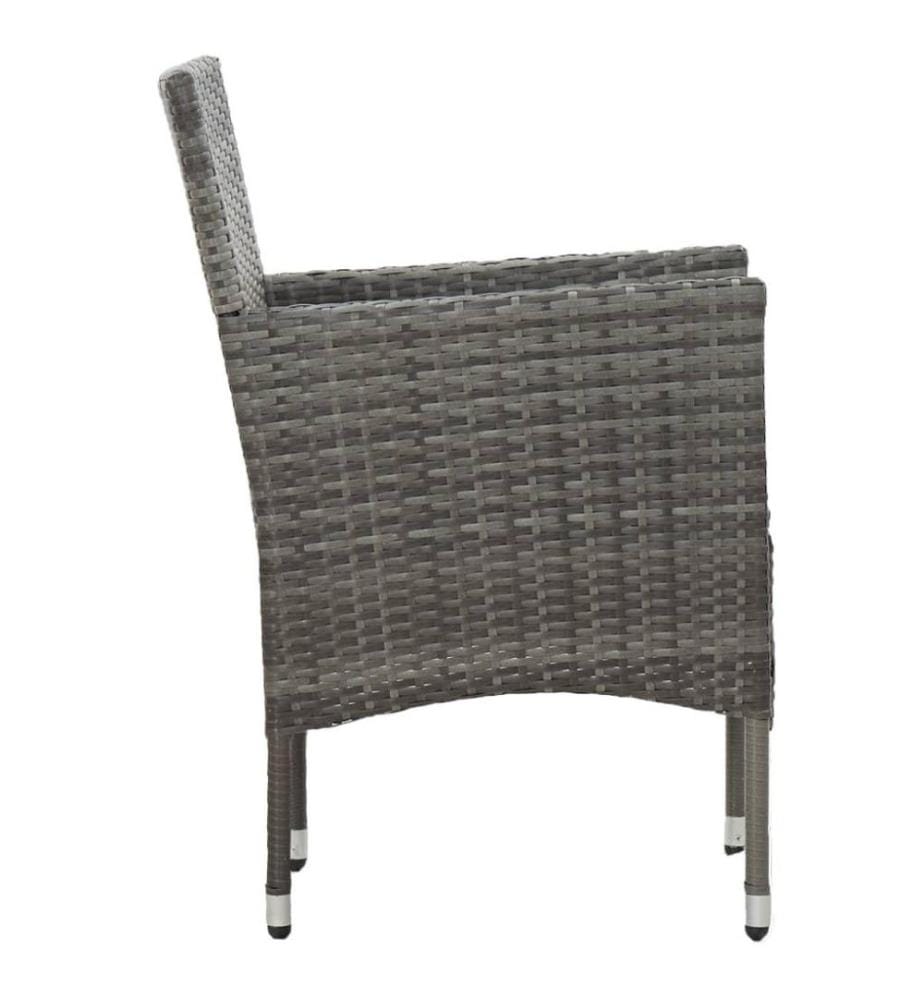 Chaises de salle à manger de jardin 2 pcs Résine tressée Gris
