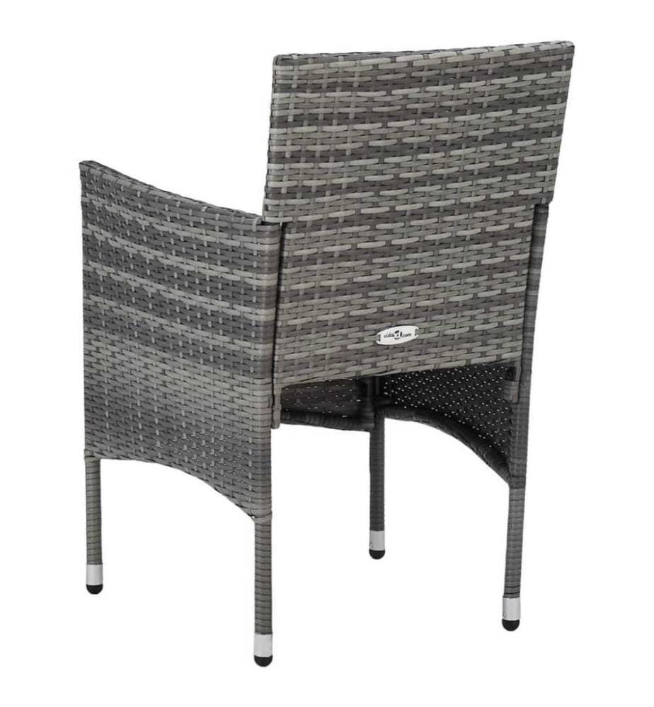 Chaises de salle à manger de jardin 2 pcs Résine tressée Gris